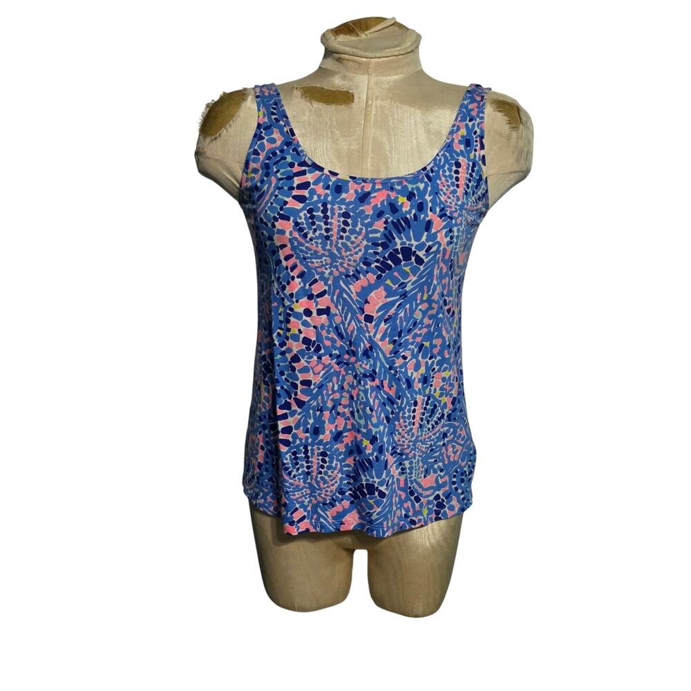 Lilly Pulitzer Kinsey Tank Top Sleeveless Multi Tic Tac Tile Allover Sz XXS